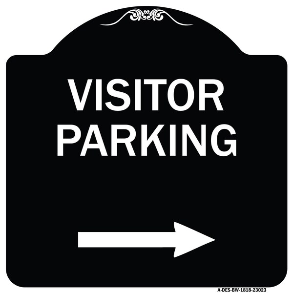 Reserved Parking Visitor Parking Arrow Pointing Right Heavy-Gauge Alum, 18" x 18", BW-1818-23023